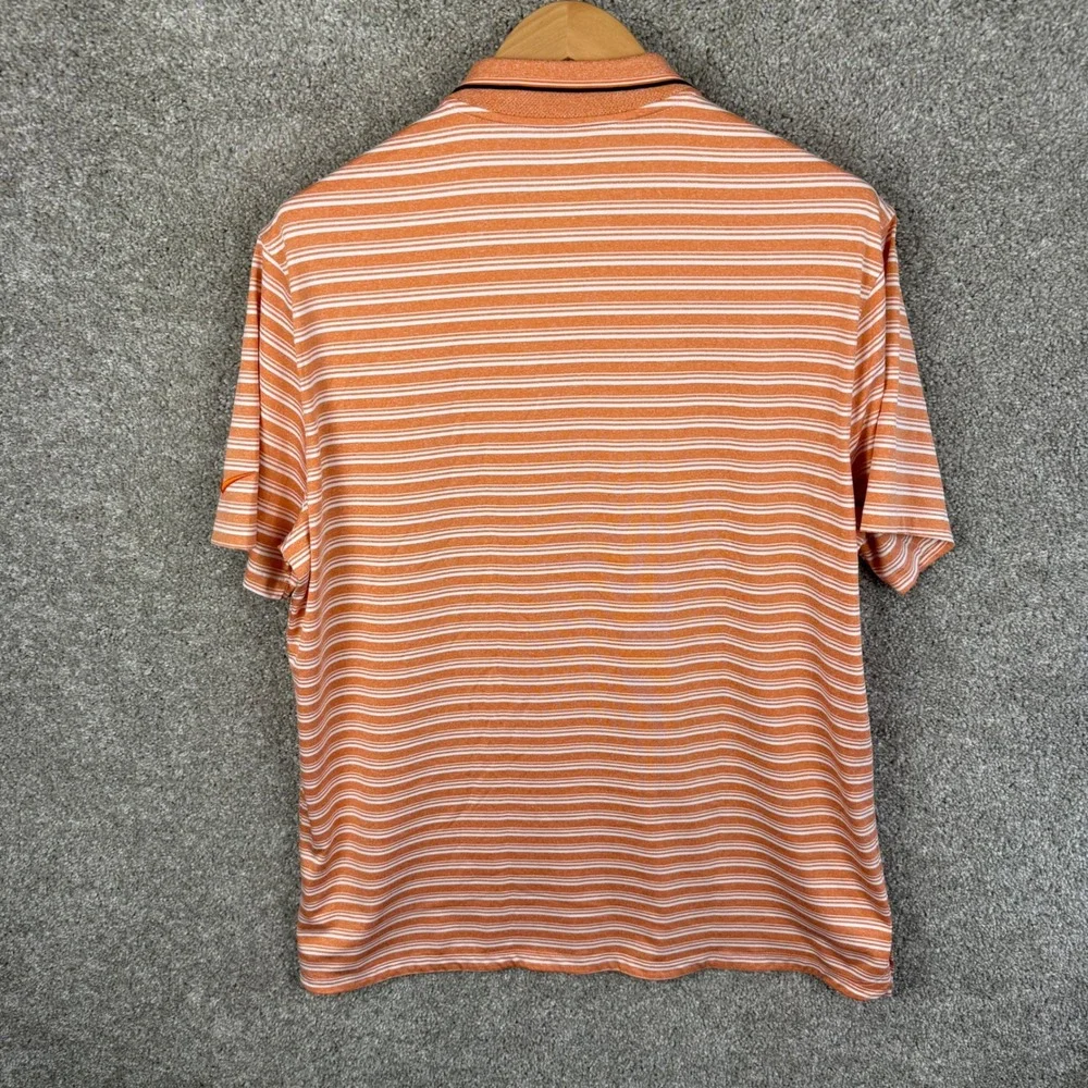 Nike Dri-FIT Mens Large Orange Striped Olde Stonewall Golf Polo Shirt